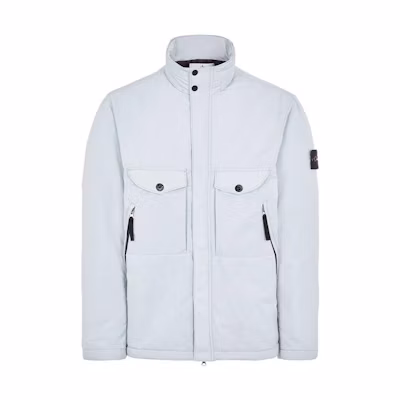 Stone Island SS22 Pearl Grey Zip-Up Jacket with Stand Collar 771542546-V0061