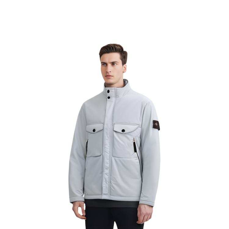 Stone Island SS22 Pearl Grey Zip-Up Jacket with Stand Collar 771542546-V0061 圖 4