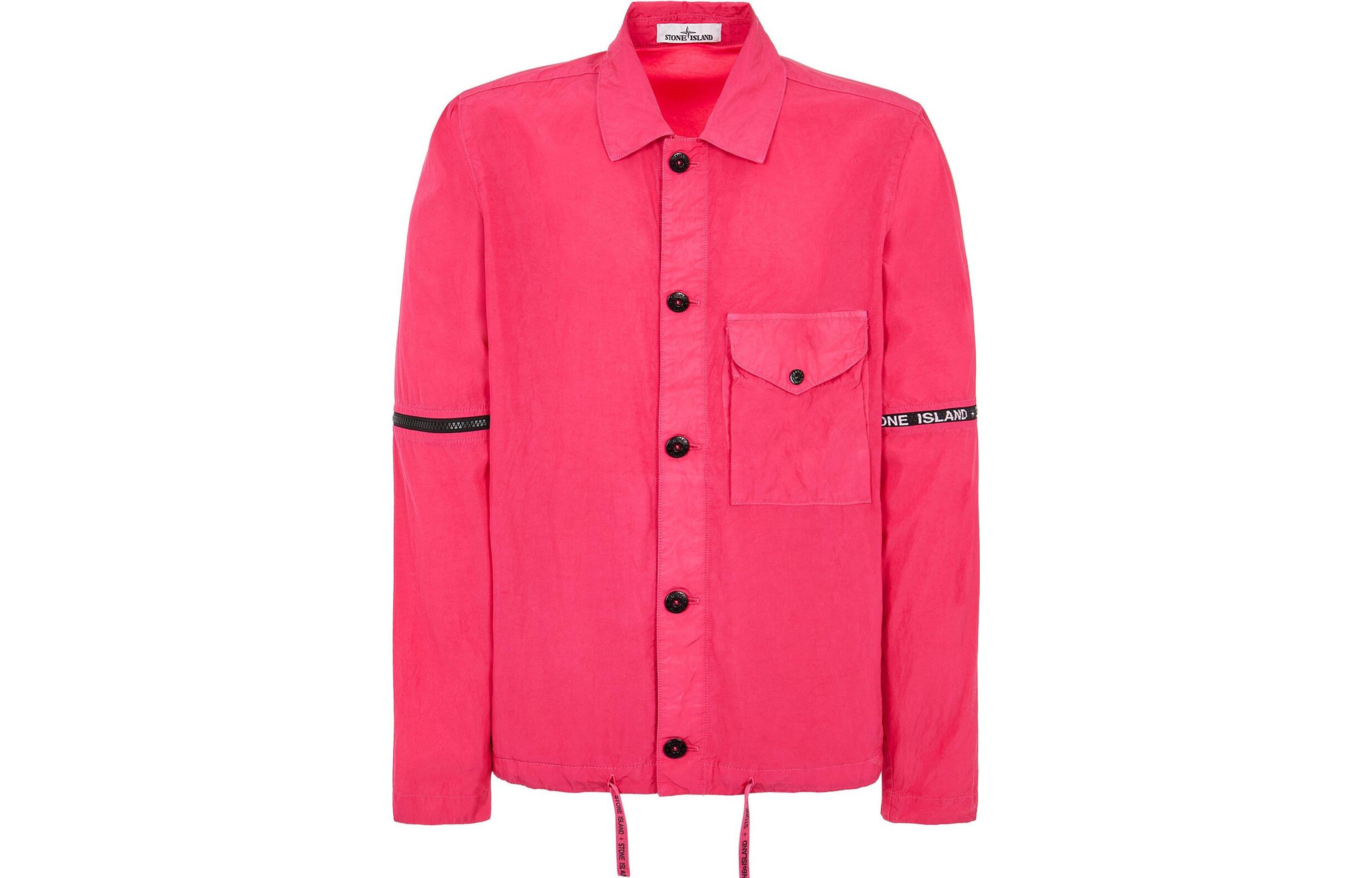 Stone Island SS22 Pink Detachable Sleeve Logo Print Jacket for Men 7615429E1-V0087