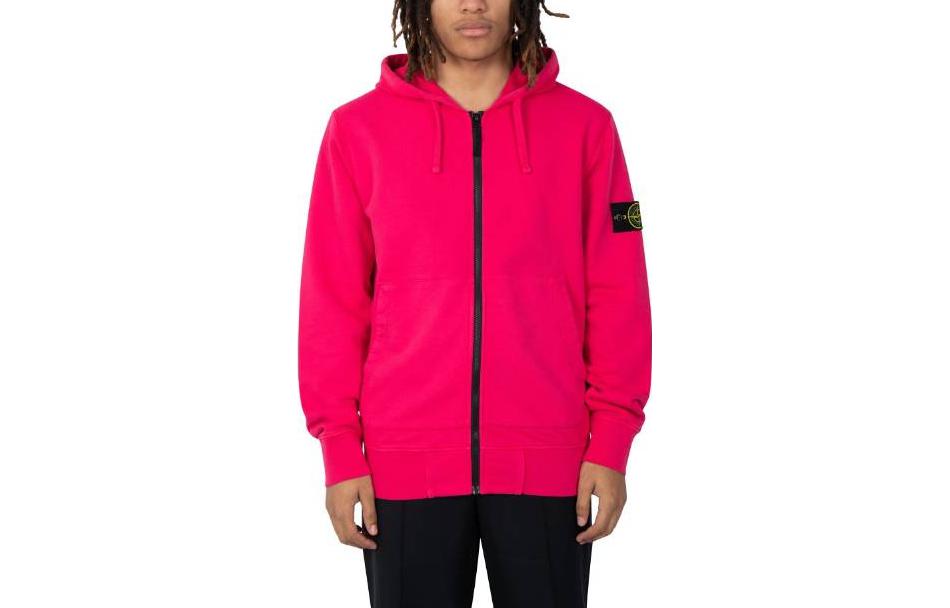 Stone Island SS22 Pink Hooded Jacket with Logo Patch for Men 761564251-V0087