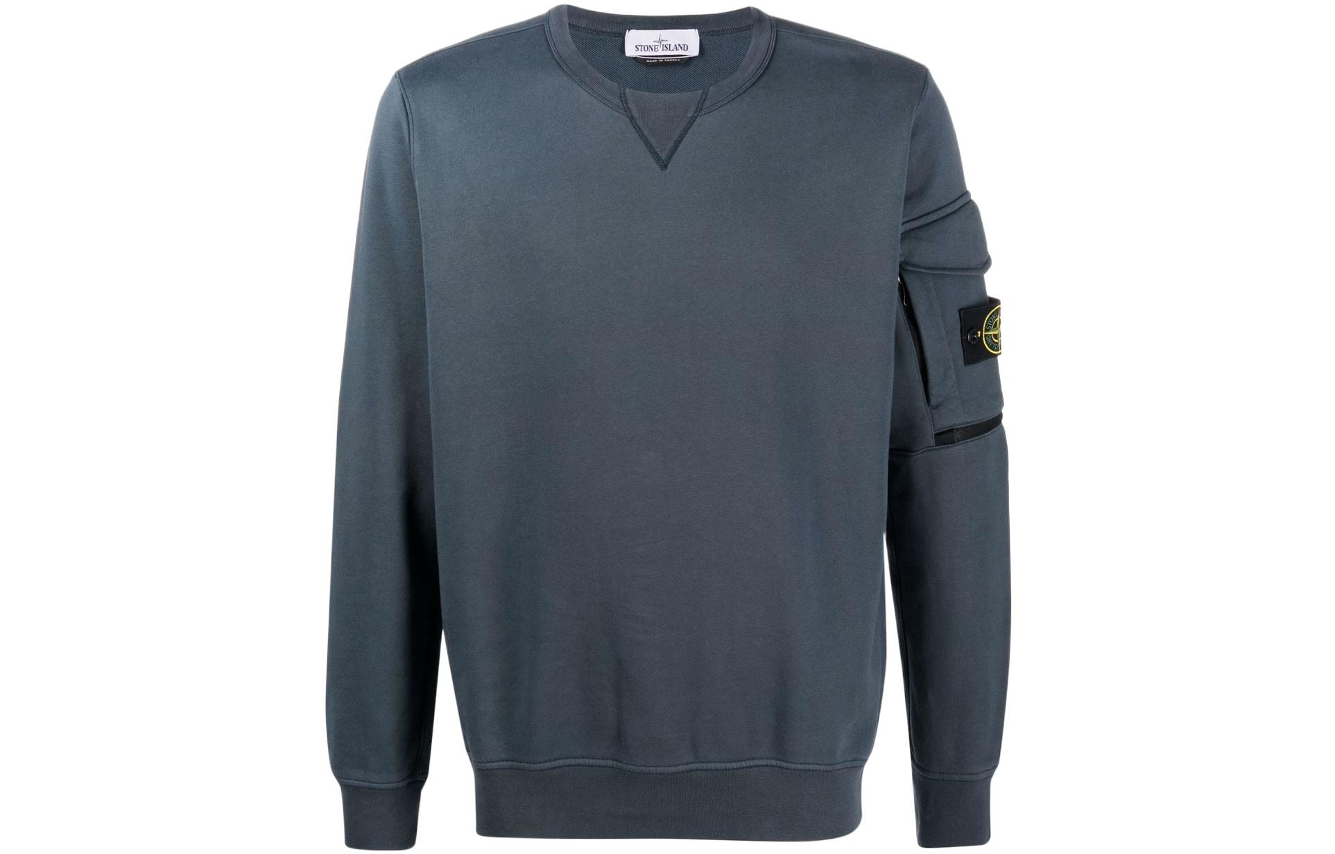 Stone Island SS22 Plain Crewneck Long Sleeve Badge Sweatshirt Dark Grey Men’s 761561151-V0024