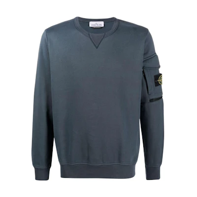 Stone Island SS22 Plain Crewneck Long Sleeve Badge Sweatshirt Dark Grey Men’s 761561151-V0024