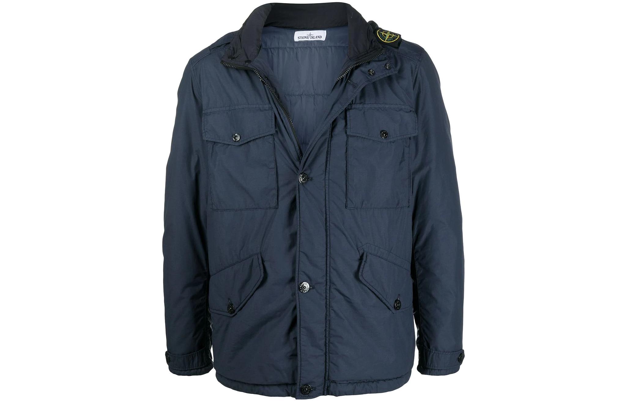 Stone Island SS22 Plain Stand Collar Jacket Navy Blue 731543532-V0028