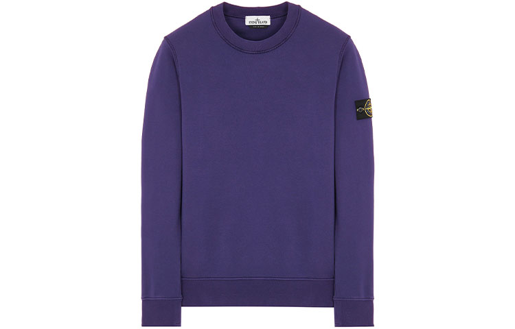 Stone Island SS22 Purple Cotton Logo Crewneck Sweatshirt Mens 761563051-V0027