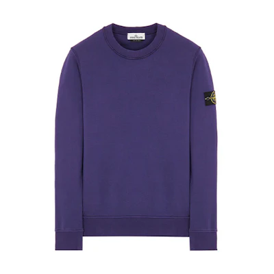 Stone Island SS22 Purple Cotton Logo Crewneck Sweatshirt Mens 761563051-V0027