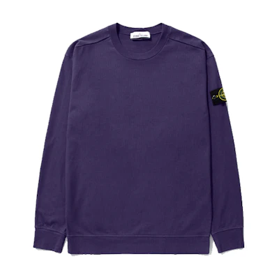 Stone Island SS22 Purple Logo Embroidered Sleeve Badge Washed Crewneck Sweatshirt 761563750-V0027