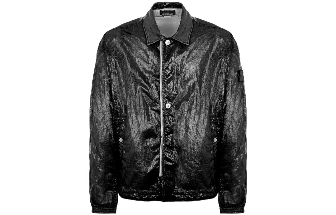 Stone Island SS22 Shadow Project Glossy Collar Jacket Black - Outerwear 761940211-V0029
