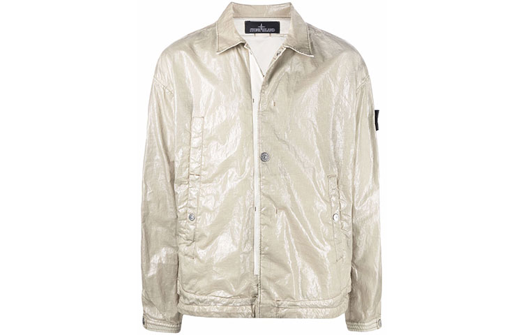 Stone Island SS22 Shadow Project Glossy Collared Jacket Beige Jacket 761940211-V0095