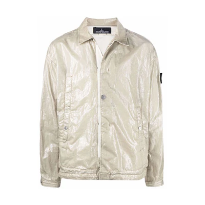 Stone Island SS22 Shadow Project Glossy Collared Jacket Beige Jacket 761940211-V0095