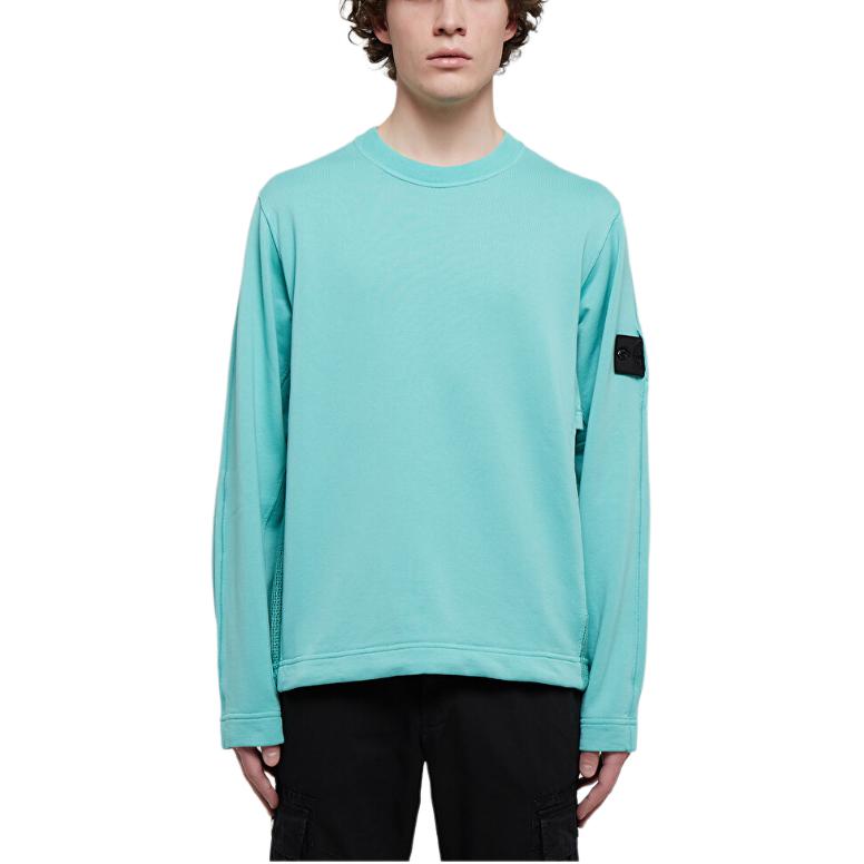 Stone Island SS22 Shadow Project Minimalist Lyocell Blend Sweatshirt UNC Blue Mens 761960319-V0044