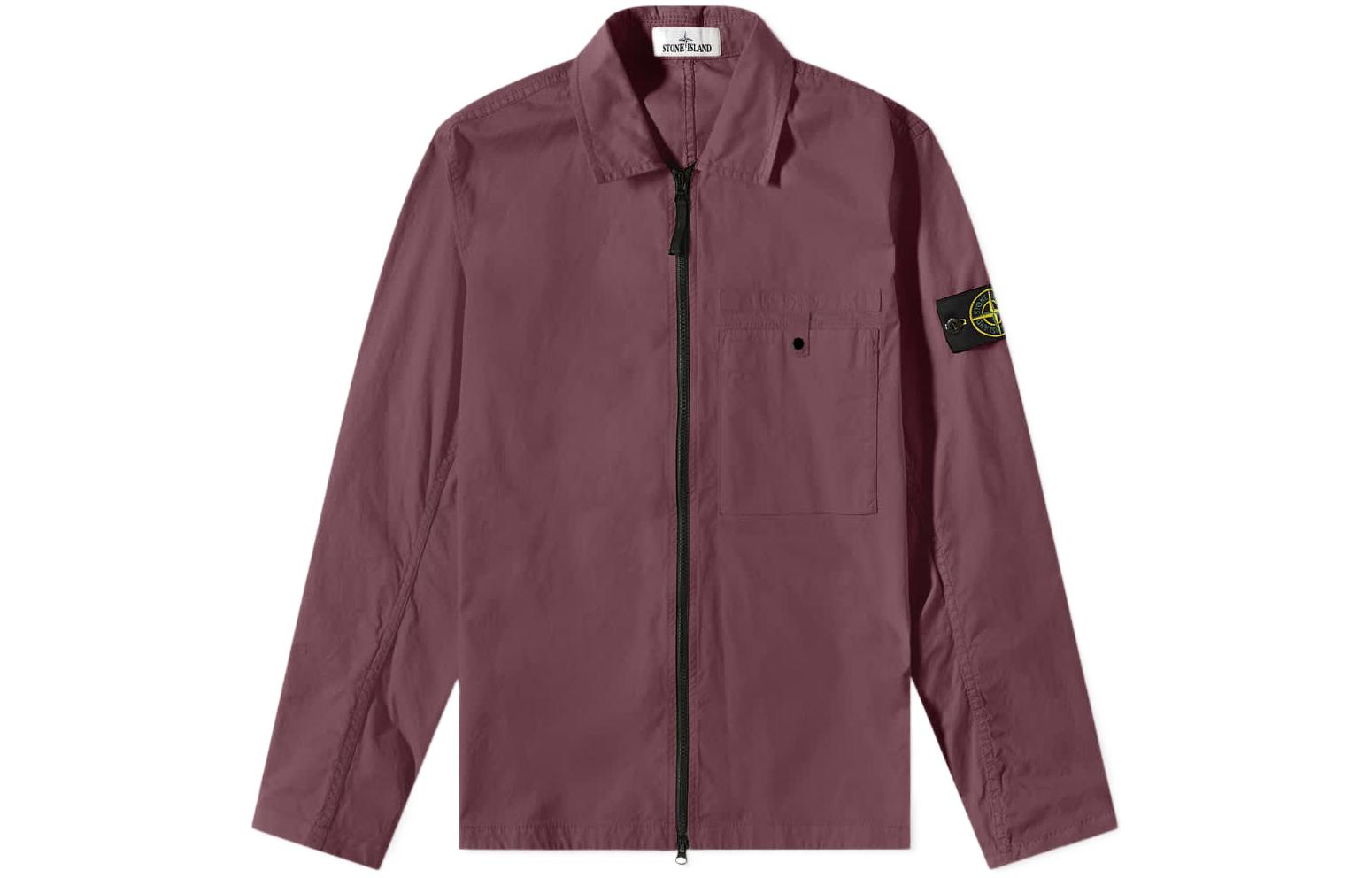 Stone Island SS22 Single Pocket Badge Long-Sleeve Jacket Maroon 761512619-v0011