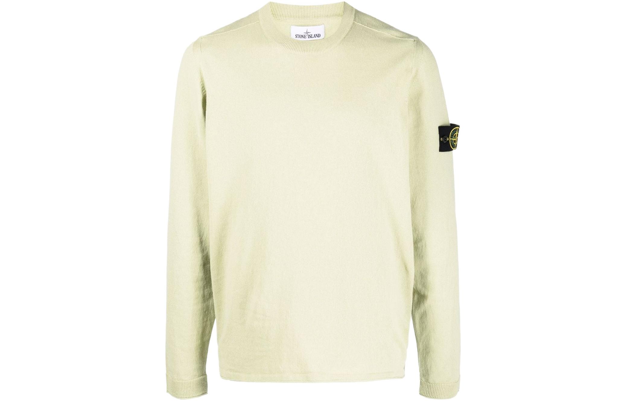 Stone Island SS22 Small Logo Patch Pullover Sweatshirt Light Green 7615532B9-V0052