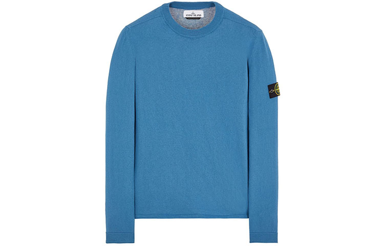Stone Island SS22 Small Patch Crewneck Pullover Long-Sleeve Sweatshirt Blue Men 7615532B9-V0046