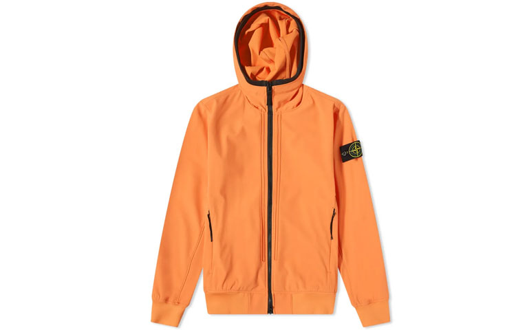 Stone Island SS22 Soft Shell-R Hooded Waterproof Jacket Orange Men’s 761540427-V0032