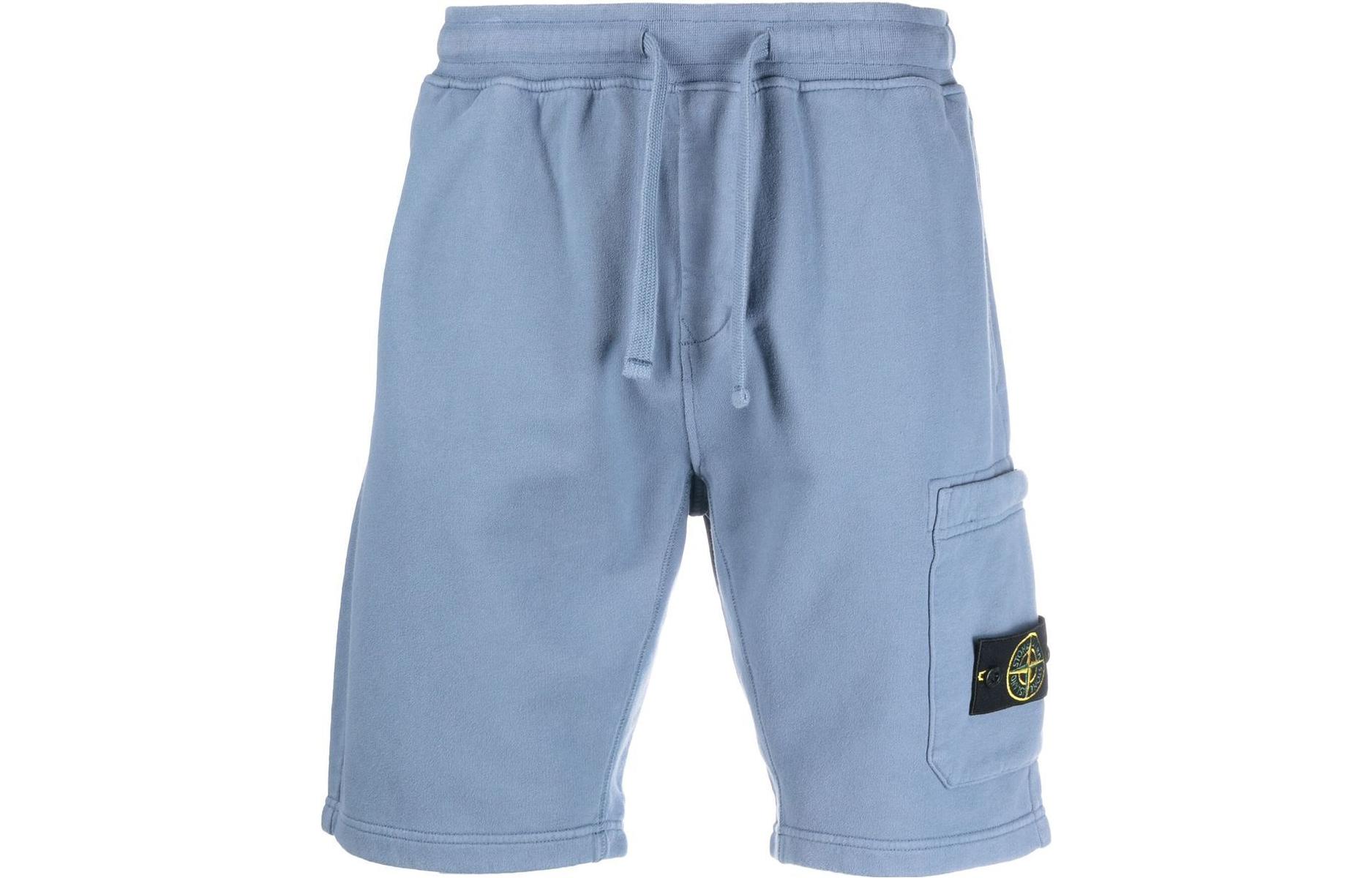 STONE ISLAND SS22 Solid Color Drawstring Cargo Shorts Men’s Blue 771564620-V0024