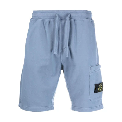 STONE ISLAND SS22 Solid Color Drawstring Cargo Shorts Men’s Blue 771564620-V0024