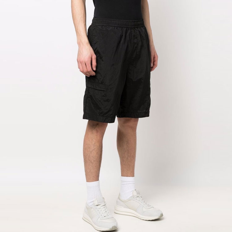 STONE ISLAND SS22 Solid Color Logo Relaxed Fit Shorts Black Men. 7615L1721-V0029 圖 5