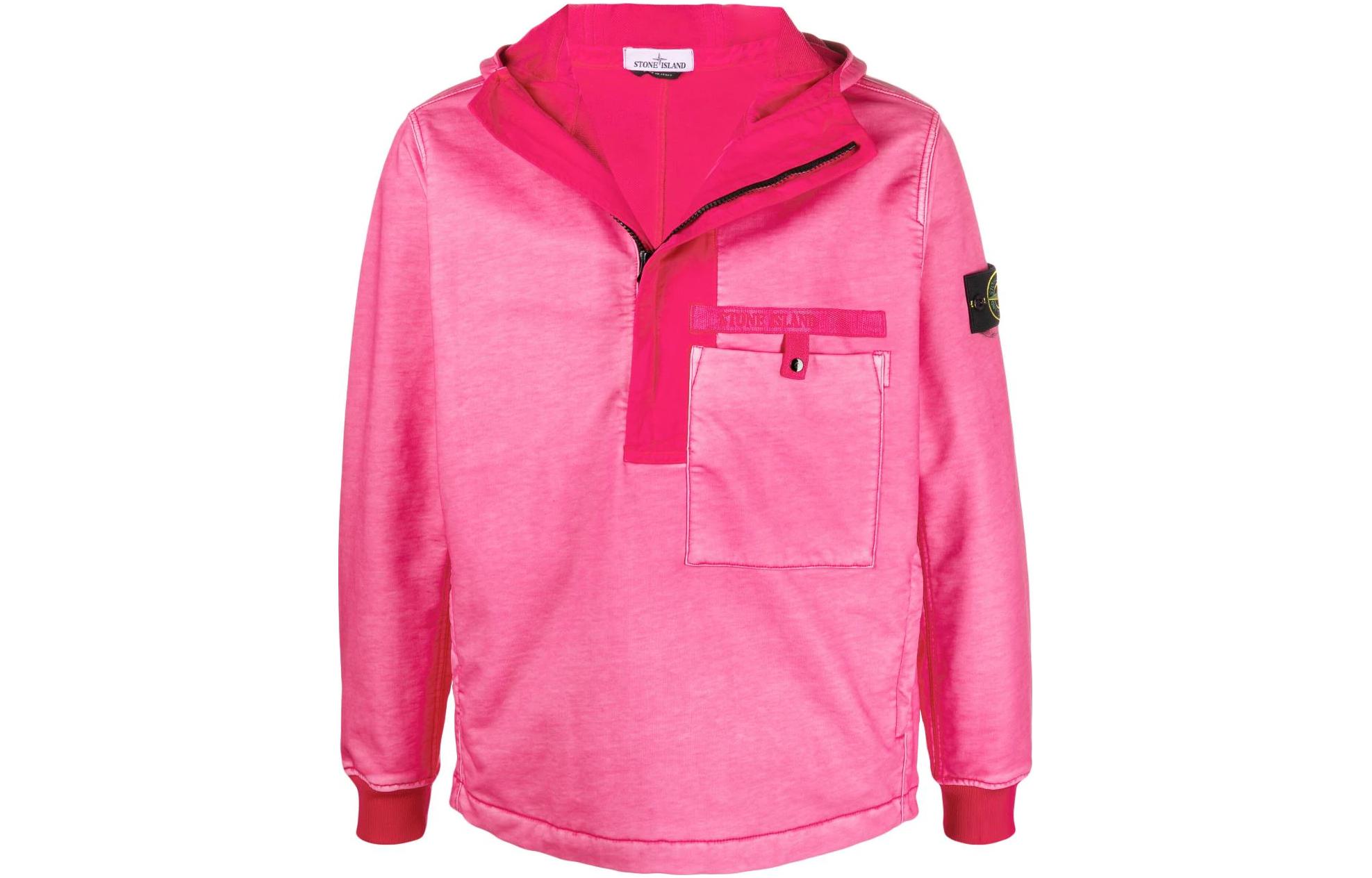 Stone Island SS22 Solid Color Patch Hoodie Jacket Red 761543129-V0087