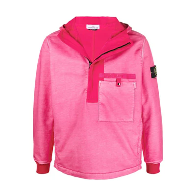 Stone Island SS22 Solid Color Patch Hoodie Jacket Red 761543129-V0087