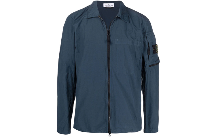 STONE ISLAND SS22 Solid Color Side Logo Zip Jacket Blue  Jacket 761510502-V0024