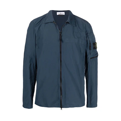 STONE ISLAND SS22 Solid Color Side Logo Zip Jacket Blue Jacket 761510502-V0024