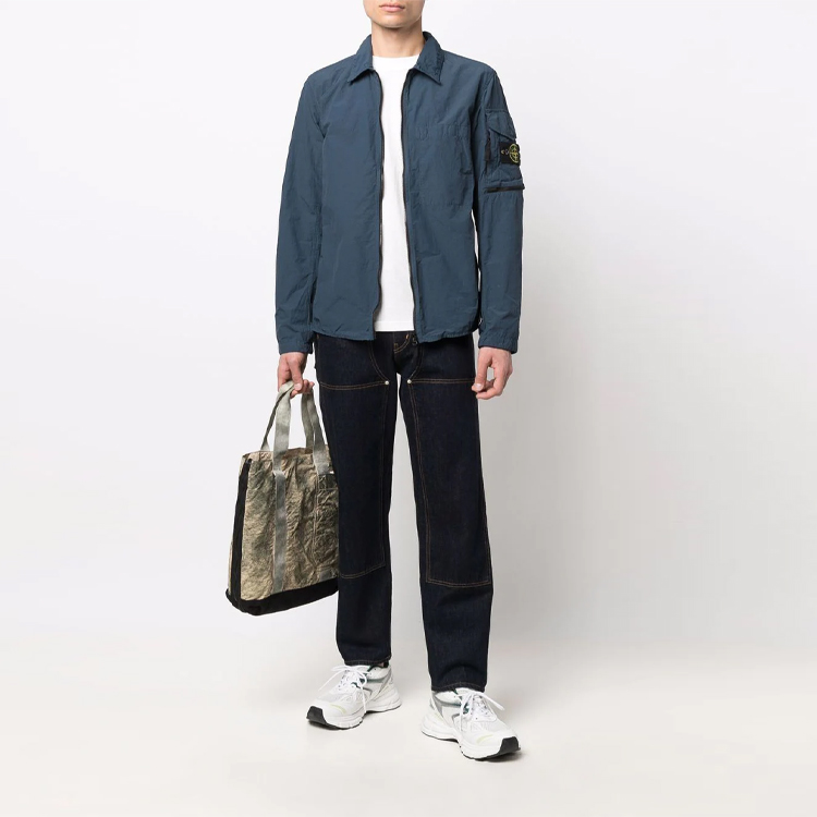 STONE ISLAND SS22 Solid Color Side Logo Zip Jacket Blue  Jacket 761510502-V0024 圖 3