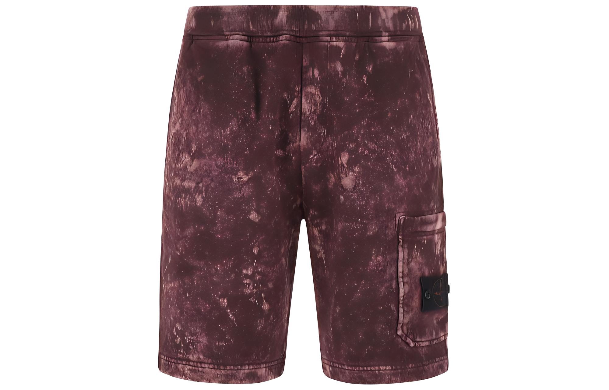STONE ISLAND SS22 Solid Color Straight Pocket Logo Casual Shorts Men Red Brown 761565338-V0011
