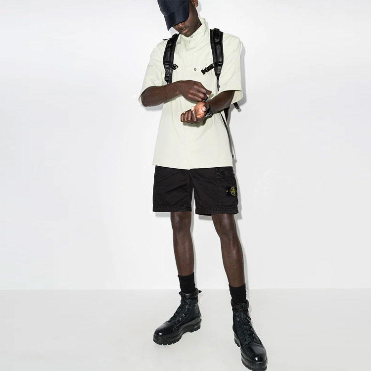 Stone Island SS22 Solid Color Washed Cargo Shorts Black  Shorts 7415L0904-V0129 圖 6