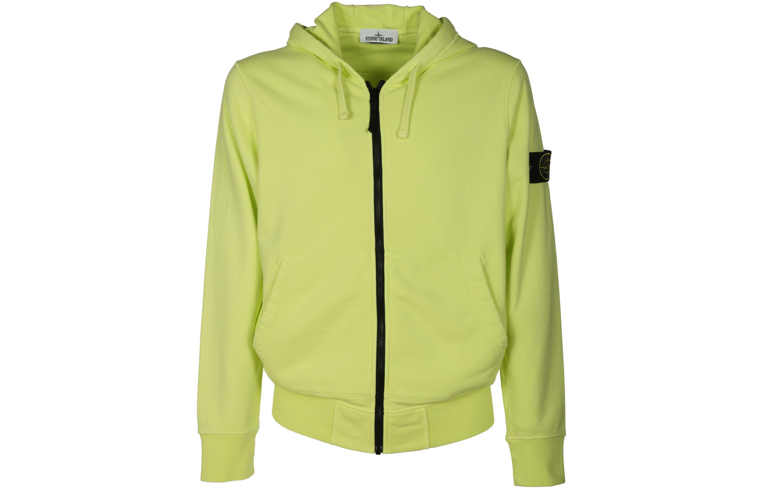 Stone Island SS22 Solid Color Zip Hoodie Long Sleeve Yellow-Green 761564251-V0031