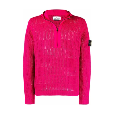 Stone Island SS22 Solid Knit Hoodie Jacket Mens Watermelon Pink 7615508D3-V0087