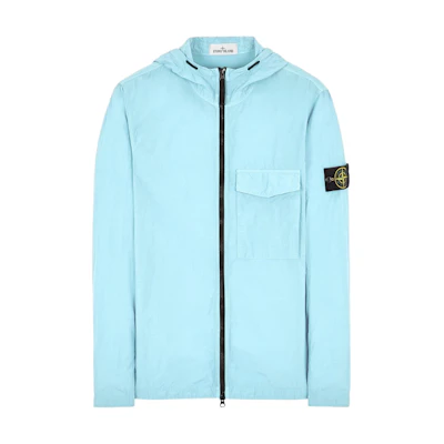 Stone Island SS22 Solid Logo Badge Hooded Jacket Men’s Light Blue 761512402-V0044