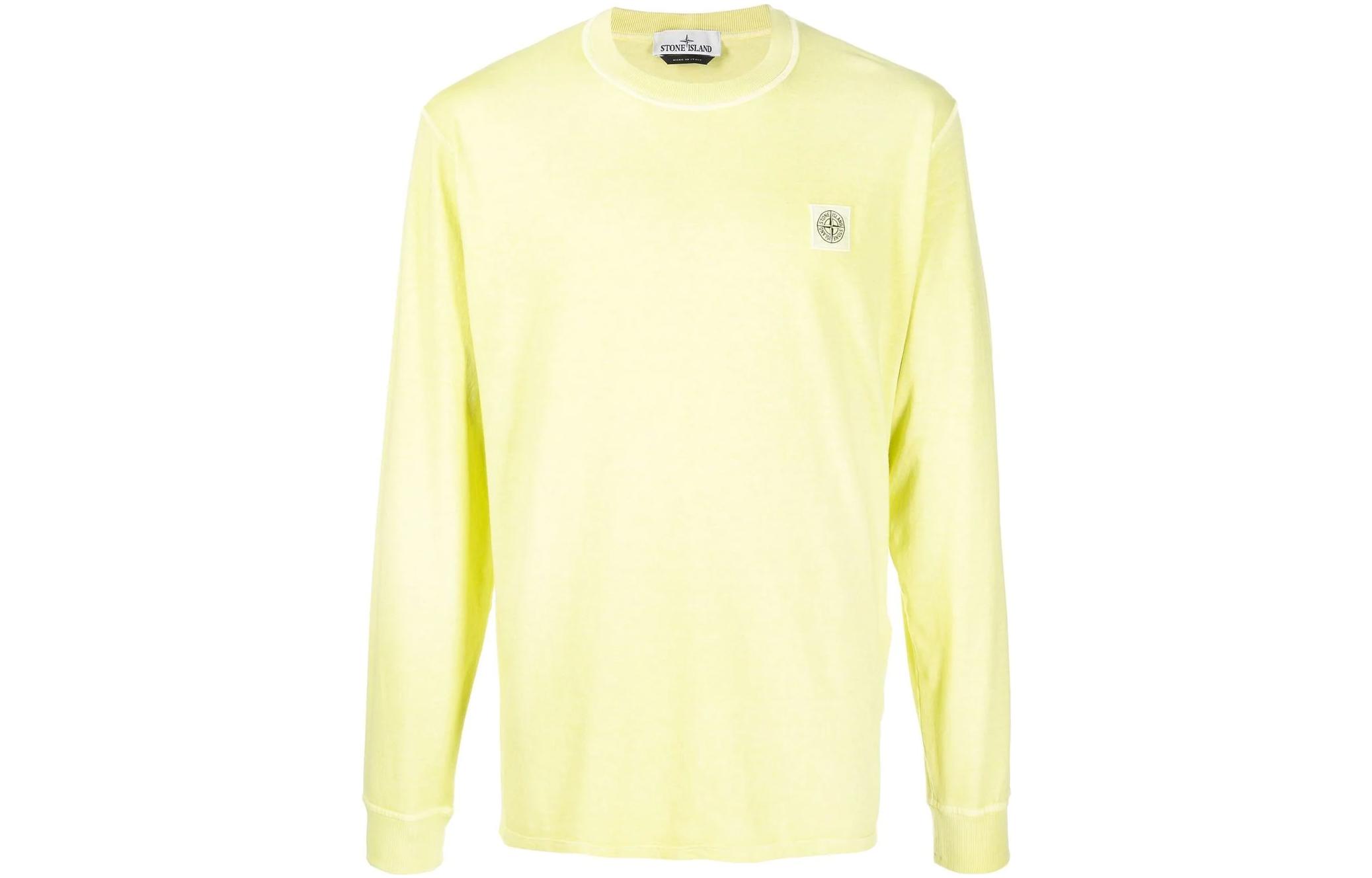 Stone Island SS22 Solid Logo Crewneck Sweatshirt Men Yellow 771521842-V0131