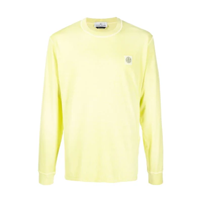 Stone Island SS22 Solid Logo Crewneck Sweatshirt Men Yellow 771521842-V0131