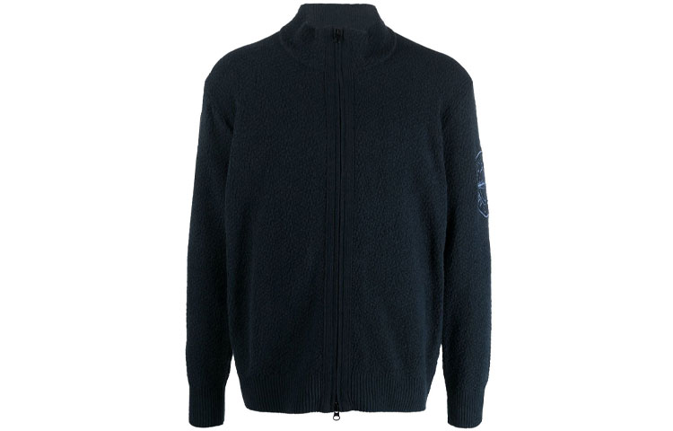 Stone Island SS22 Solid Logo Embroidered Zip Jacket Deep Navy Outerwear 7615531B5-V0024