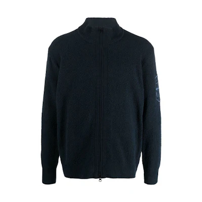 Stone Island SS22 Solid Logo Embroidered Zip Jacket Deep Navy Outerwear 7615531B5-V0024