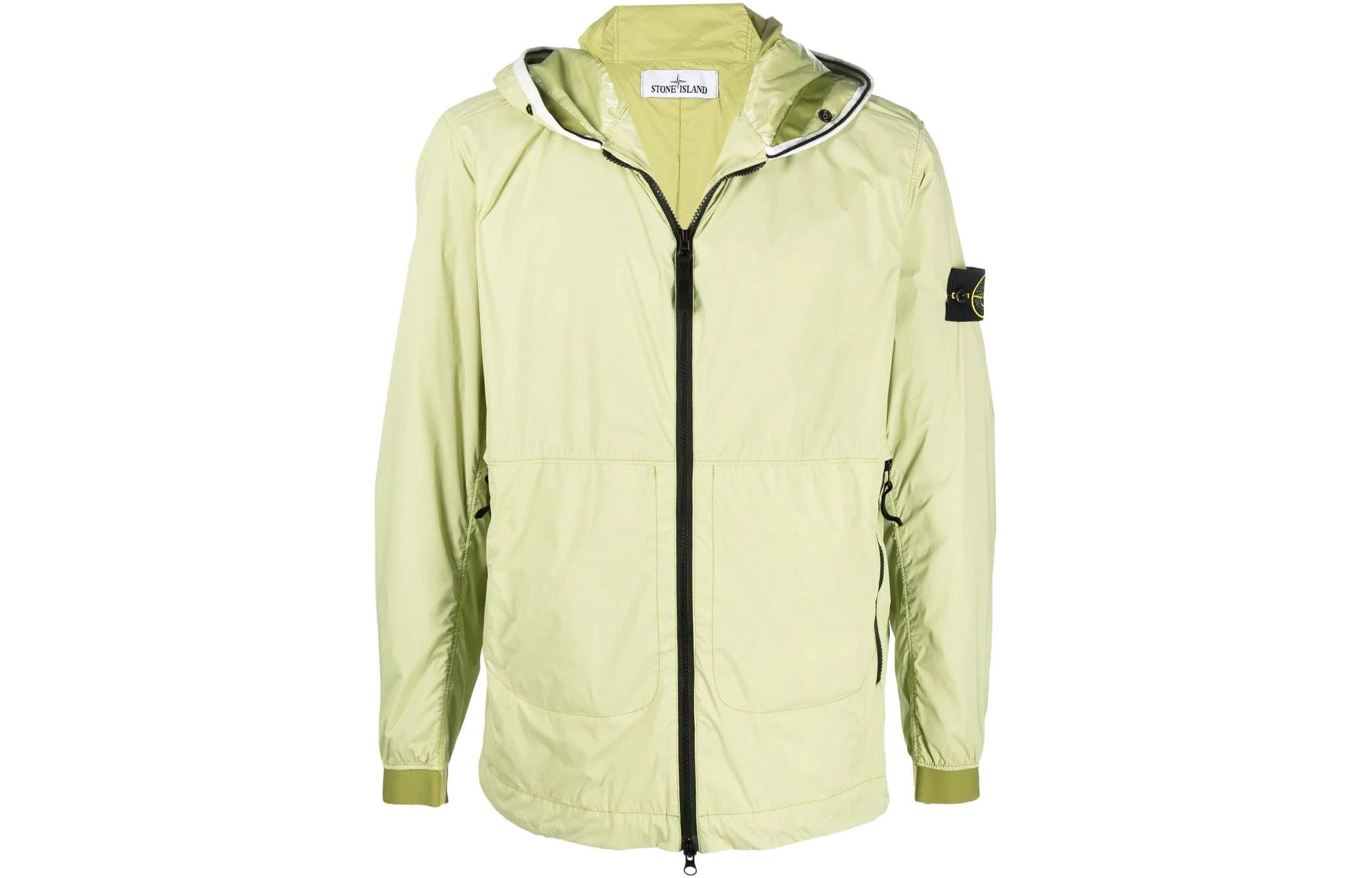 Stone Island SS22 Solid Logo Hoodie Jacket Fluorescent Green 761541131-V0052