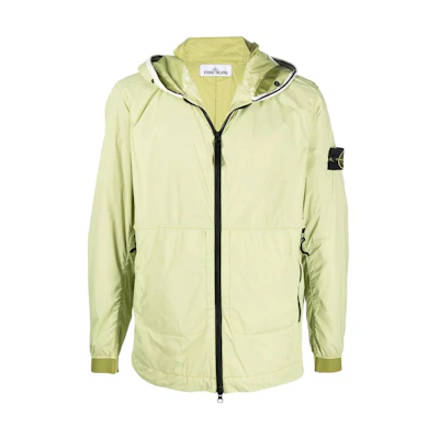 Stone Island SS22 Solid Logo Hoodie Jacket Fluorescent Green 761541131-V0052