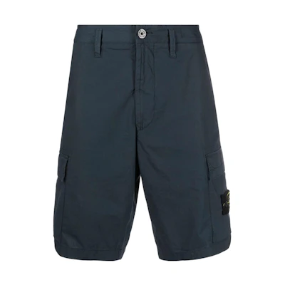 STONE ISLAND SS22 Solid Logo Patch Cargo Shorts Navy Blue 7615L0803-V0024