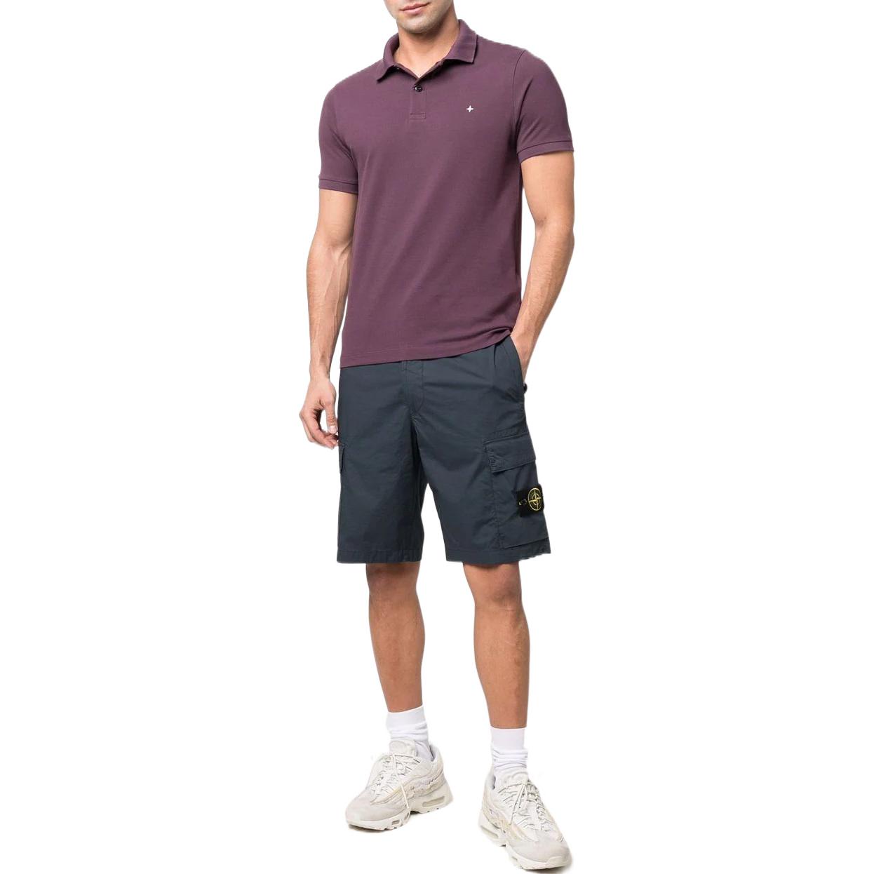 Lookbook STONE ISLAND SS22 Seluar Pendek Cargo Logo Patch Navy Blue 7615L0803-V0024