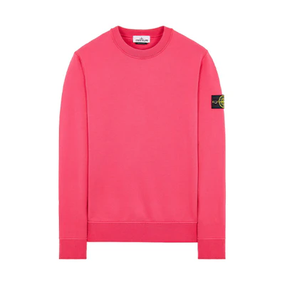 Stone Island SS22 Solid Logo Patch Crewneck Sweatshirt Men Watermelon Red 761563051-V0087