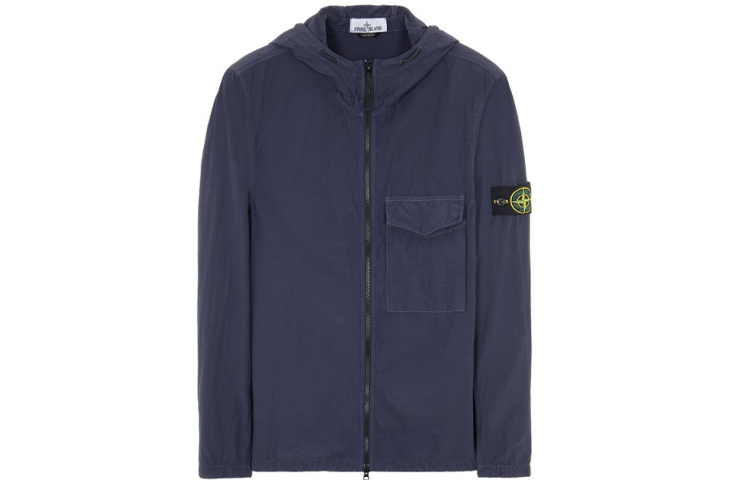 Stone Island SS22 Solid Logo Patch Navy Blue Hoodie Jacket Men 761512402-V0020