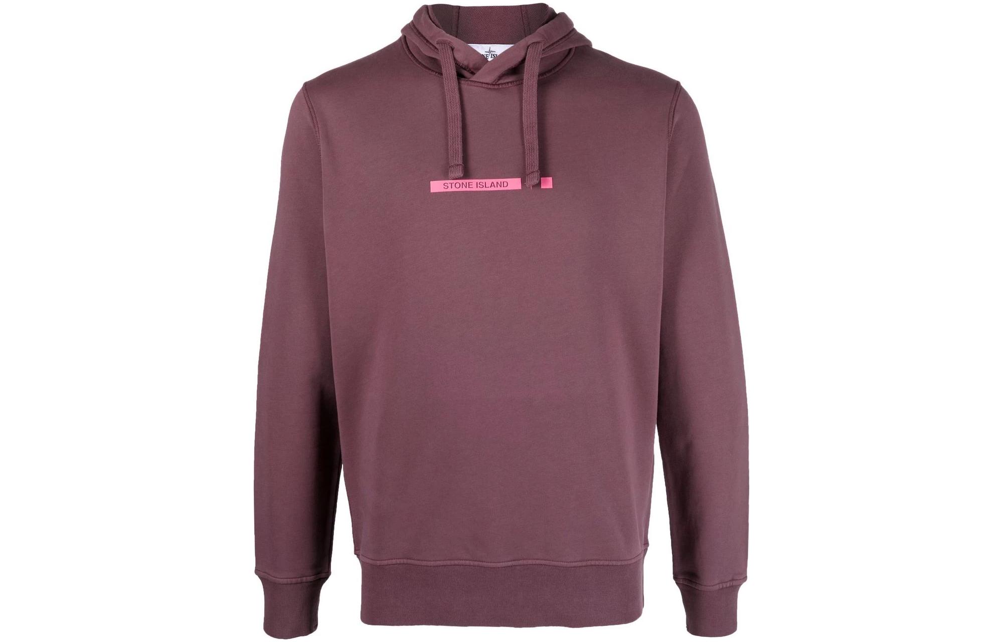 Stone Island SS22 Solid Logo Print Cotton Hoodie Menswear - Burgundy Red 761565885-V0011