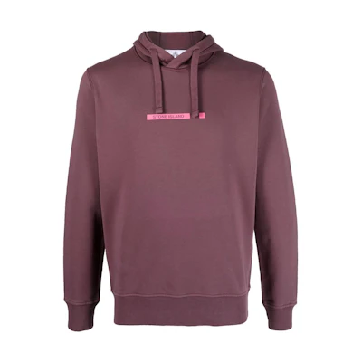 Stone Island SS22 Solid Logo Print Cotton Hoodie Menswear - Burgundy Red 761565885-V0011