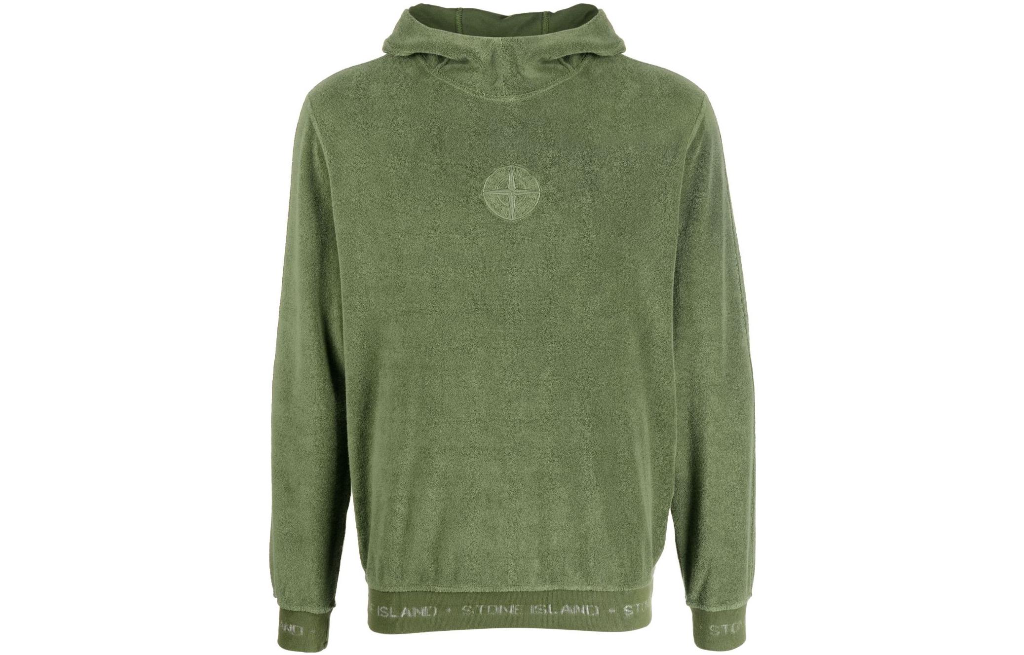 Stone Island SS22 Solid Logo Printed Hoodie Army Green 7615651E3-V0058