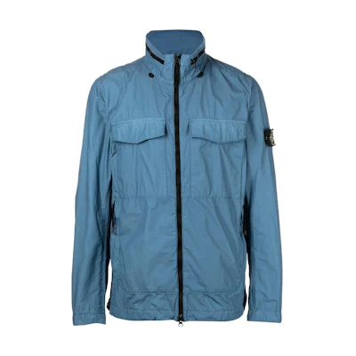 Stone Island SS22 Solid Logo Shoulder Patch Zip Jacket - Light Blue 761540532-V0046