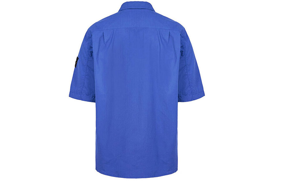 STONE ISLAND SS22 Solid Multi-Pocket Badge Short Sleeve Shirt Blue Purple Men 761511003-V0022 圖 3