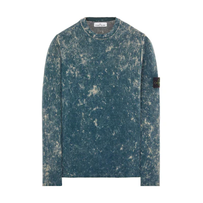 Stone Island SS22 Solid Tie-Dye Crewneck Long-Sleeve Sweatshirt Blue Mens 7615555D9-V0046