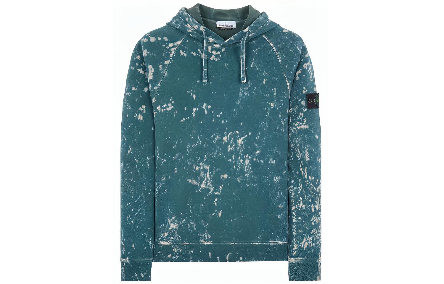 Stone Island SS22 Solid Tie-Dye Faded Logo Hoodie Men’s Teal Blue 761561338-V0046