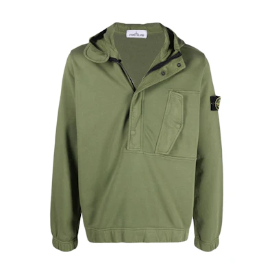 Stone Island SS22 Solid Zip-Up Hoodie Jacket Military Green 761562051-V0058