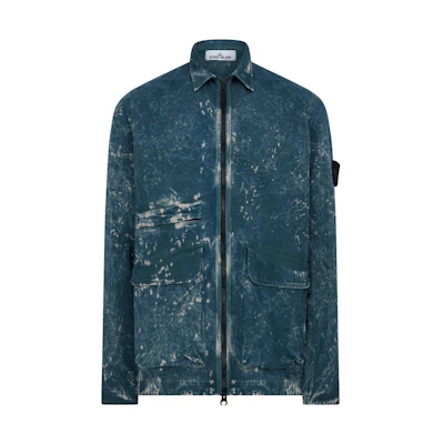Stone Island SS22 Splatter Effect Zip Jacket Men’s Grey Blue 761512122-V0046